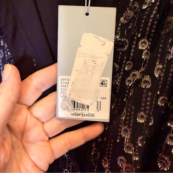 NWT Women’s ANTONIO MELANI Black/Gold Metallic Mini Dress Sz 12 - Picture 12 of 14